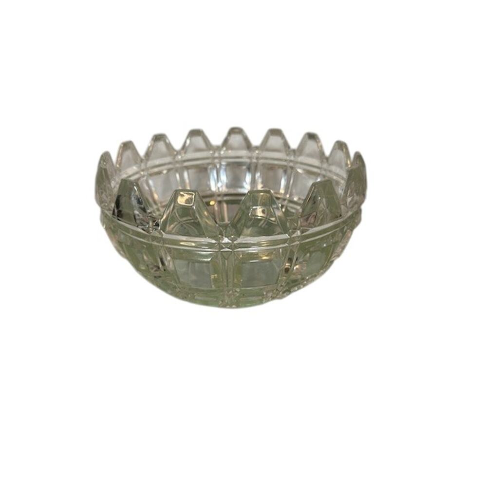 Crystal Clear Square Cut Glass Decorative Floral Arrangement Candy Bowl